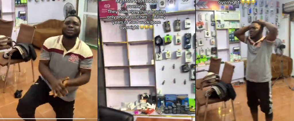 Phone Seller Breaks Down As Thieves Wipe Out Store In Ijesha, Osun State